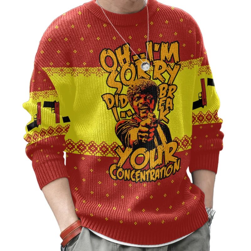 Hooktab Oh I'm Sorry Did I Break Your Concentration Pulp Fiction Ugly Christmas Sweater Hooktab Oh I'm Sorry Did I Break Your Concentration Pulp Fiction Ugly Christmas Sweater