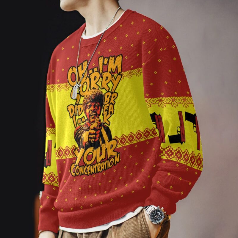 Hooktab Oh I'm Sorry Did I Break Your Concentration Pulp Fiction Ugly Christmas Sweater Hooktab Oh I'm Sorry Did I Break Your Concentration Pulp Fiction Ugly Christmas Sweater