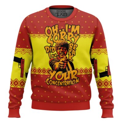 Hooktab Oh I'm Sorry Did I Break Your Concentration Pulp Fiction Ugly Christmas Sweater