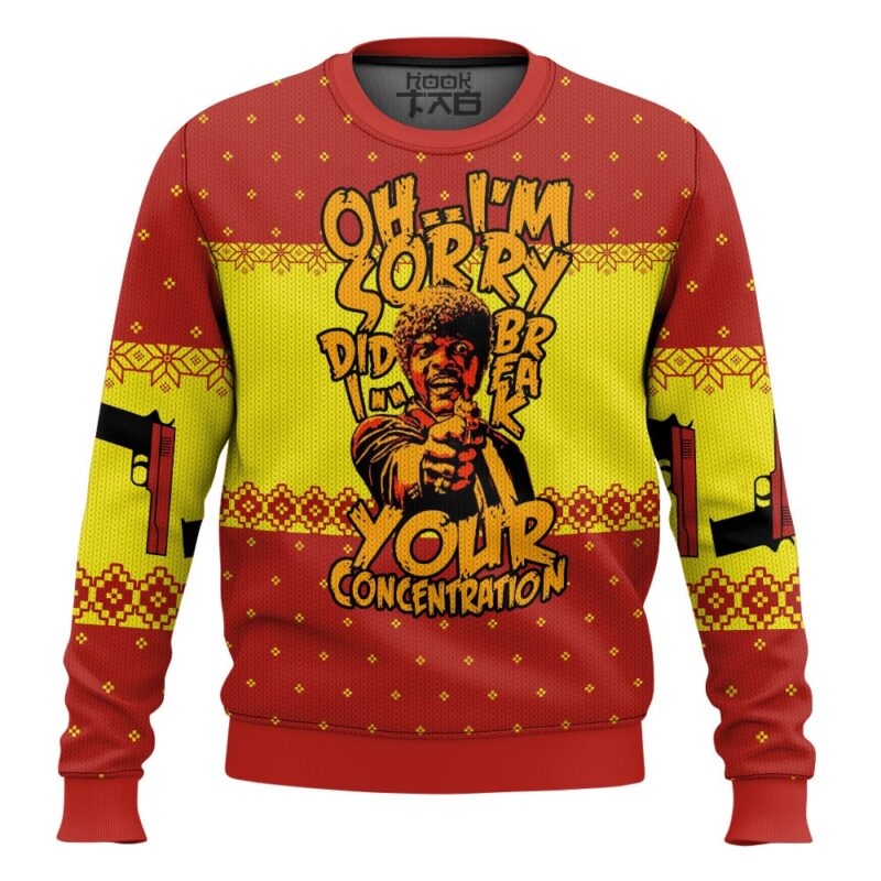 Hooktab Oh I'm Sorry Did I Break Your Concentration Pulp Fiction Ugly Christmas Sweater