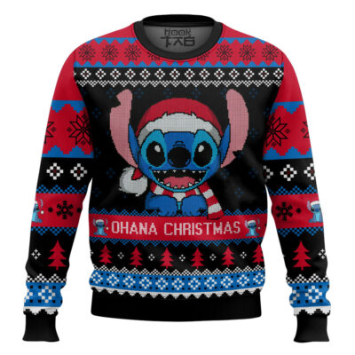 Hooktab Ohana Christmas Lilo And Stitch Ugly Christmas Sweater