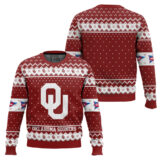Hooktab Oklahoma Sooners - Custom Name And Number Ugly Christmas Sweater