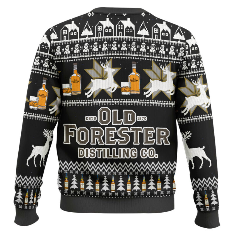 Hooktab Old Forester Bourbon Whiskey Ugly Christmas Sweater Hooktab Old Forester Bourbon Whiskey Ugly Christmas Sweater