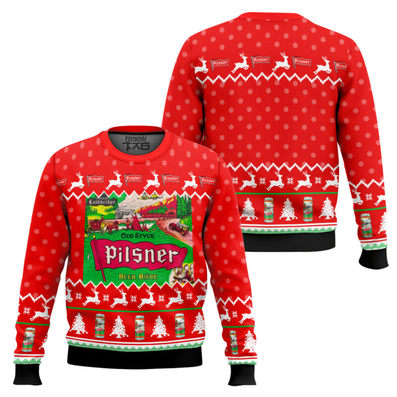 Hooktab Old Style Pilsner Beer Biere Ugly Christmas Sweater Hooktab Old Style Pilsner Beer Biere Ugly Christmas Sweater