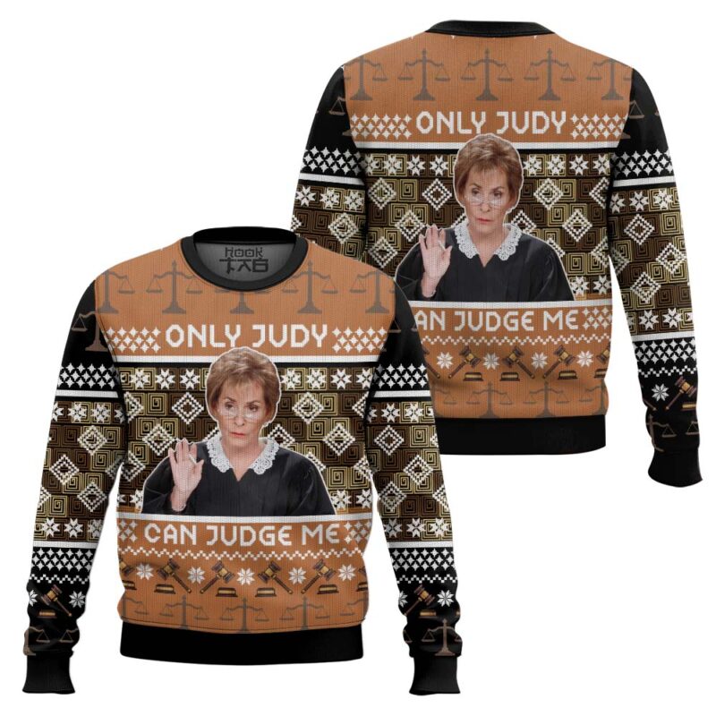 Hooktab Only Judy Can Judge Me Judge Judy Ugly Christmas Sweater Hooktab Only Judy Can Judge Me Judge Judy Ugly Christmas Sweater