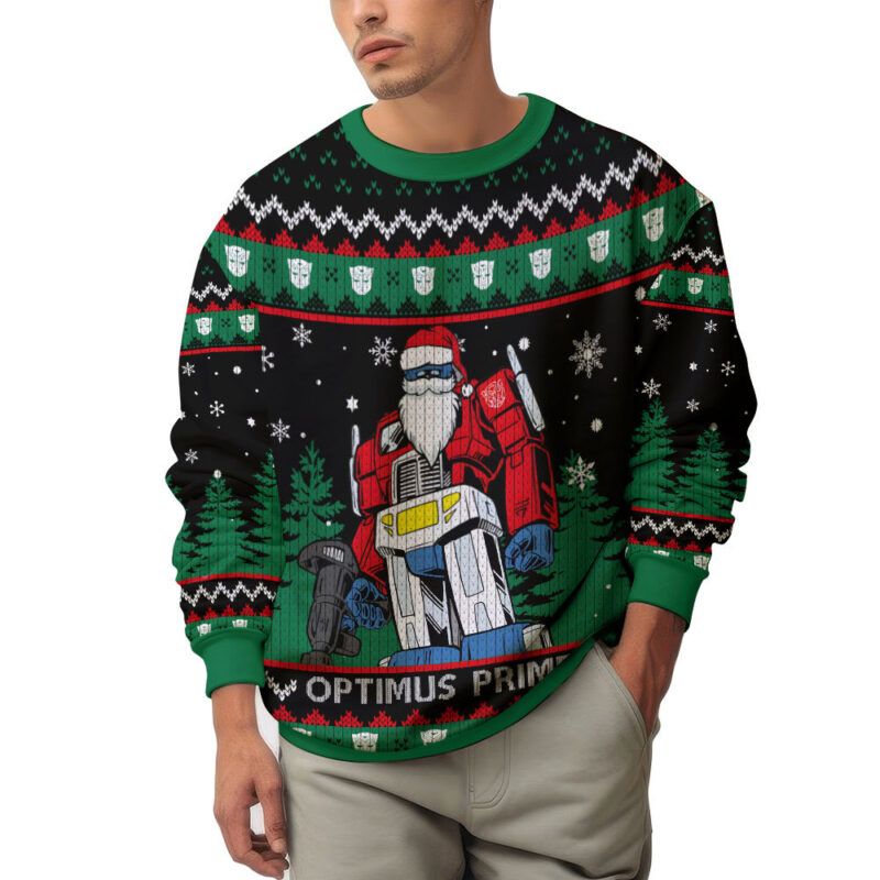 Hooktab Optimus Prime Transformers Ugly Christmas Sweater Hooktab Optimus Prime Transformers Ugly Christmas Sweater