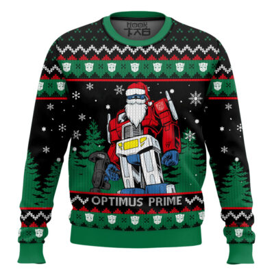 Hooktab Optimus Prime Transformers Ugly Christmas Sweater