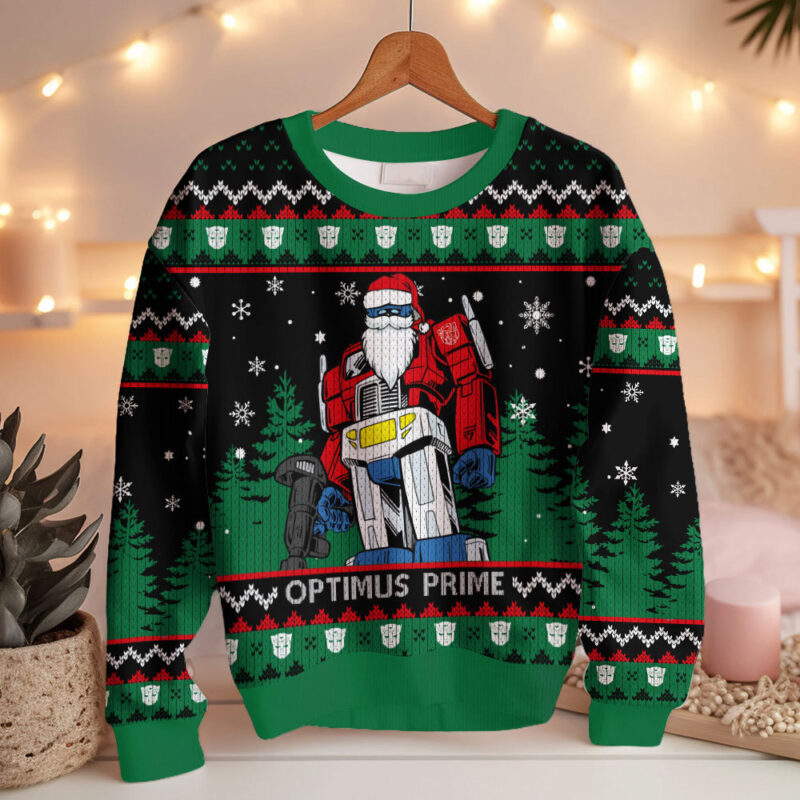 Hooktab Optimus Prime Transformers Ugly Christmas Sweater Hooktab Optimus Prime Transformers Ugly Christmas Sweater
