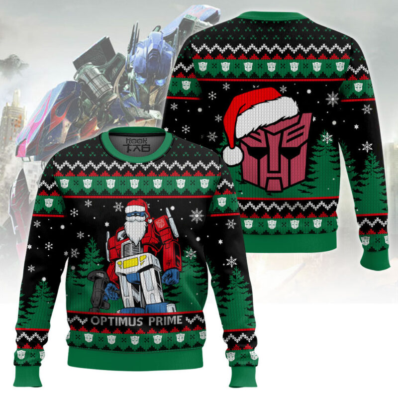 Hooktab Optimus Prime Transformers Ugly Christmas Sweater Hooktab Optimus Prime Transformers Ugly Christmas Sweater