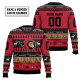 Hooktab Ottawa Senators - Custom Name And Number Ugly Sweater