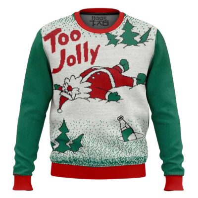Hooktab Overly Cheerful Santa Ugly Christmas Sweater
