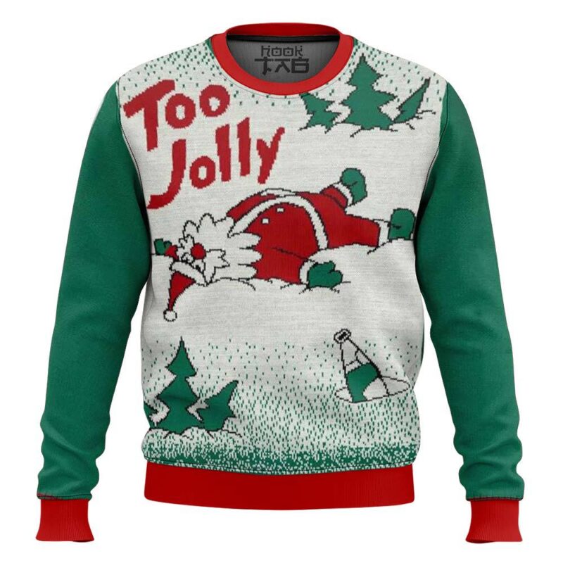 Hooktab Overly Cheerful Santa Ugly Christmas Sweater