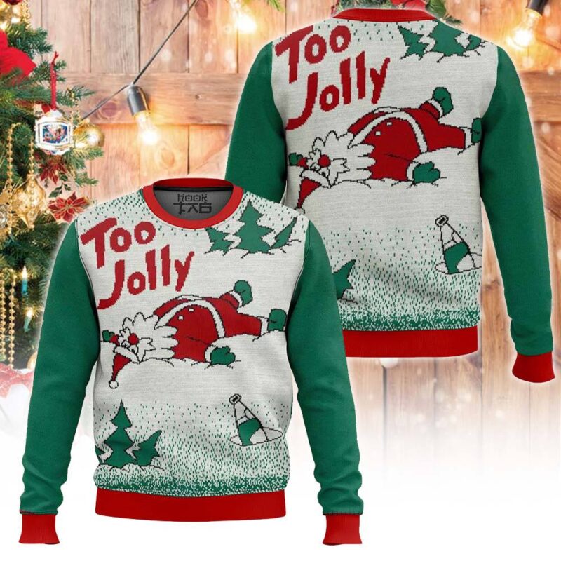 Hooktab Overly Cheerful Santa Ugly Christmas Sweater Hooktab Overly Cheerful Santa Ugly Christmas Sweater