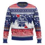 Hooktab Pabst Blue Ribbon Amercian Beer Ugly Christmas Sweater