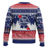 Hooktab Pabst Blue Ribbon Amercian Beer Ugly Christmas Sweater