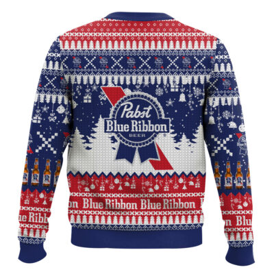 Hooktab Pabst Blue Ribbon Amercian Beer Ugly Christmas Sweater