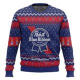 Hooktab Pabst Blue Ribbon American Lager Beer Ugly Christmas Sweater