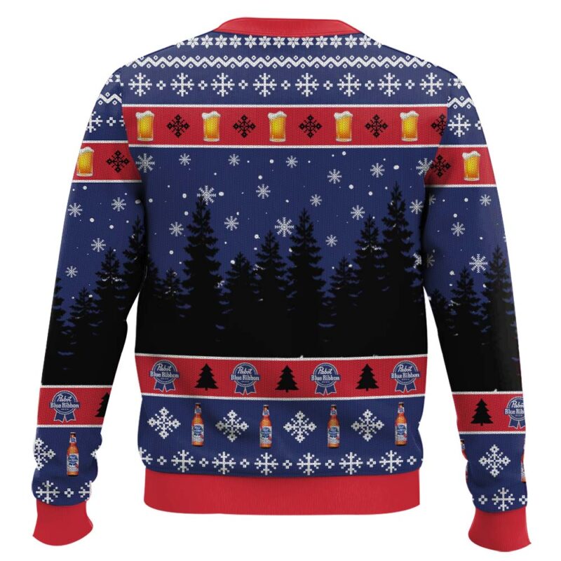 Hooktab Pabst Blue Ribbon Bear Ugly Christmas Sweater Hooktab Pabst Blue Ribbon Bear Ugly Christmas Sweater