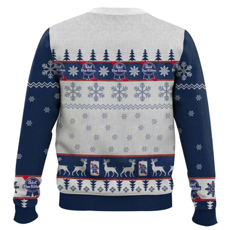 Hooktab Pabst Blue Ribbon Beer Ugly Christmas Sweater Hooktab Pabst Blue Ribbon Beer Ugly Christmas Sweater