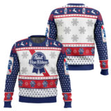 Hooktab Pabst Blue Ribbon Lager Beer Ugly Christmas Sweater