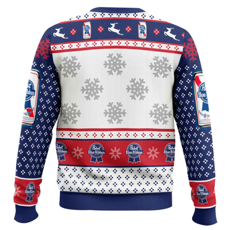 Hooktab Pabst Blue Ribbon Lager Beer Ugly Christmas Sweater Hooktab Pabst Blue Ribbon Lager Beer Ugly Christmas Sweater