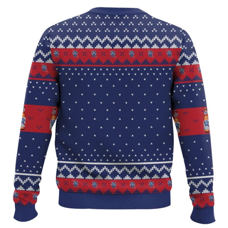 Hooktab Pabst Blue Ribbon Makes Me Happy Ugly Christmas Sweater Hooktab Pabst Blue Ribbon Makes Me Happy Ugly Christmas Sweater
