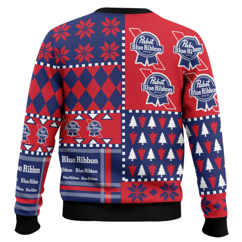 Hooktab Pabst Blue Ribbon Suit And Tie Ugly Christmas Sweater Hooktab Pabst Blue Ribbon Suit And Tie Ugly Christmas Sweater