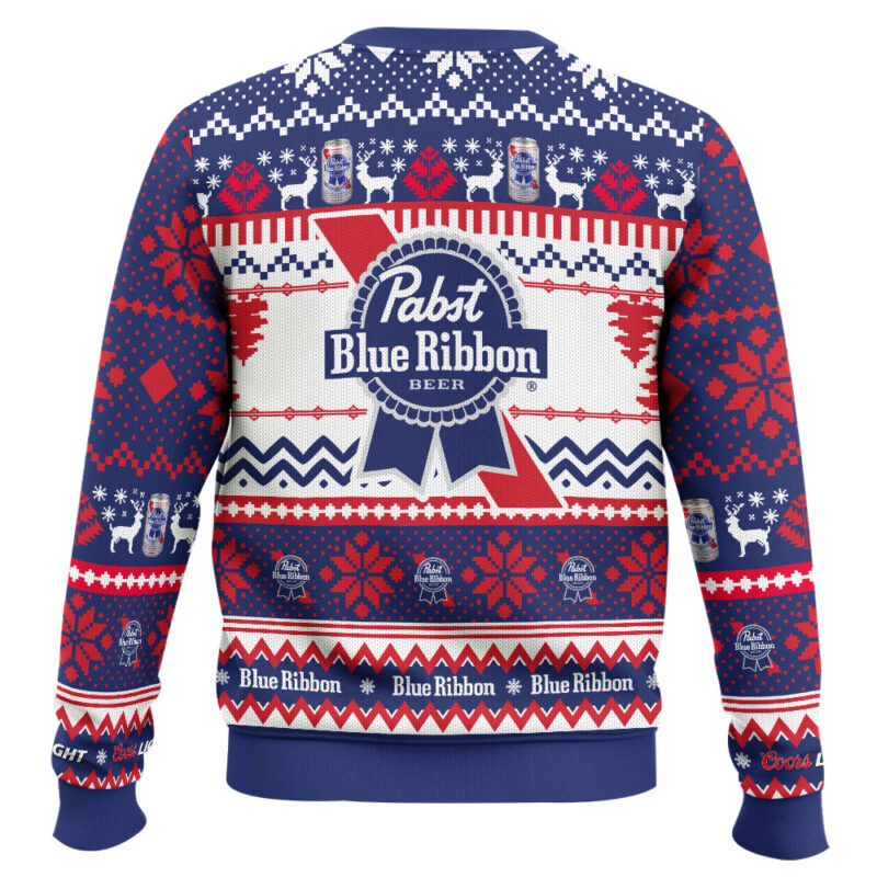 Hooktab Pabst Blue Ribbon Ugly Christmas Sweater Hooktab Pabst Blue Ribbon Ugly Christmas Sweater