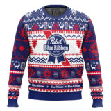 Hooktab Pabst Blue Ribbon Ugly Christmas Sweater