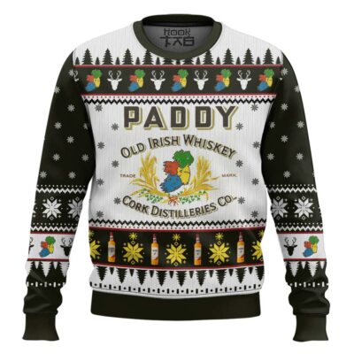 Hooktab Paddys Irish Whiskey Ugly Christmas Sweater