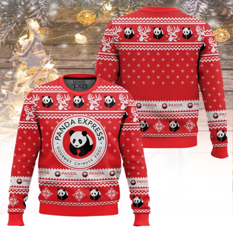 Hooktab Panda Express Gourmet Chinese Food Ugly Christmas Sweater Hooktab Panda Express Gourmet Chinese Food Ugly Christmas Sweater