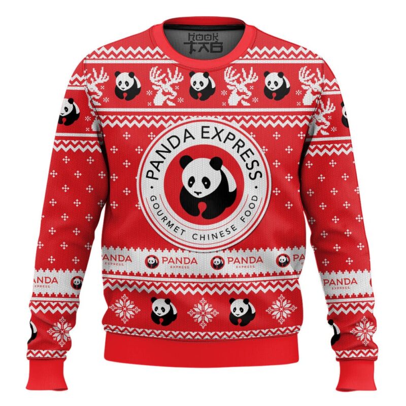 Hooktab Panda Express Gourmet Chinese Food Ugly Christmas Sweater