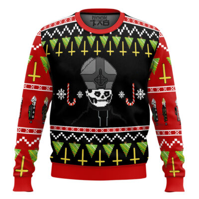 Hooktab Papa Emeritus Ghost Ugly Christmas Sweater
