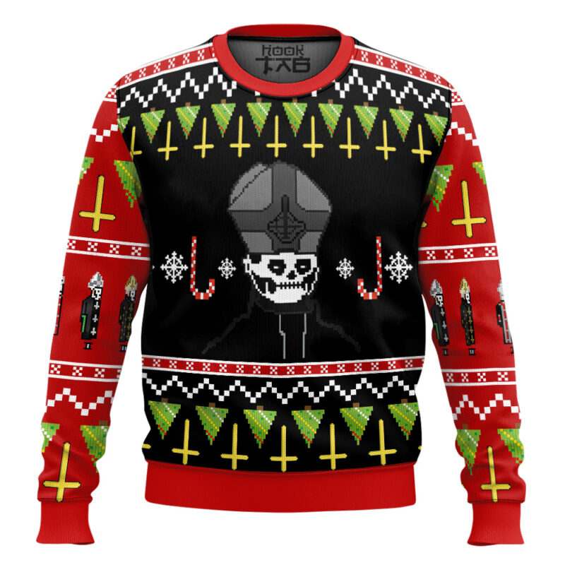 Hooktab Papa Emeritus Ghost Ugly Christmas Sweater