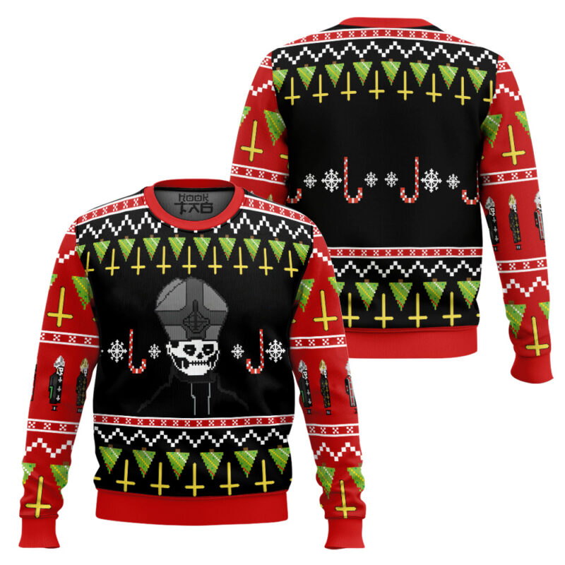 Hooktab Papa Emeritus Ghost Ugly Christmas Sweater Hooktab Papa Emeritus Ghost Ugly Christmas Sweater