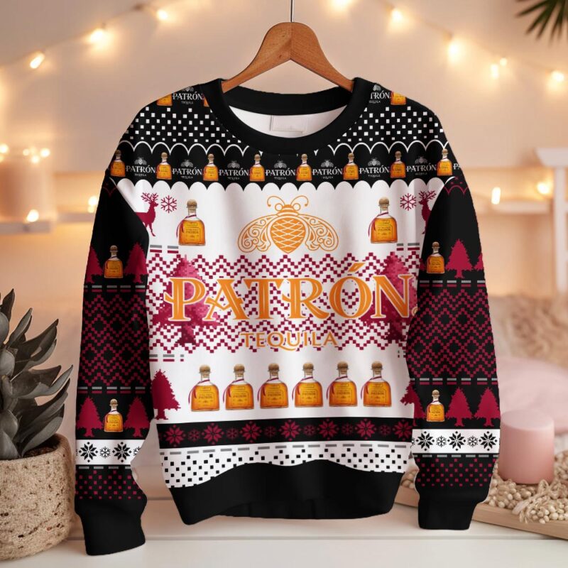 Hooktab Patron Tequila 100% Agave Ugly Christmas Sweater Hooktab Patron Tequila 100% Agave Ugly Christmas Sweater