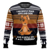 Hooktab Peace Love And Dog Ugly Christmas Sweater