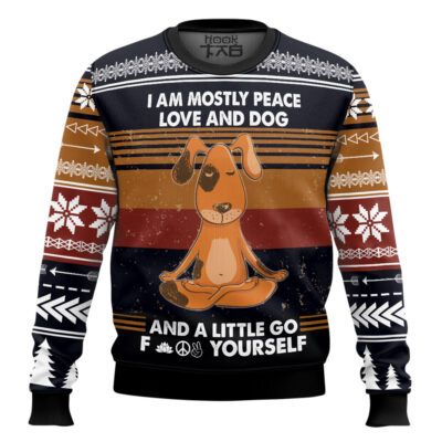 Hooktab Peace Love And Dog Ugly Christmas Sweater