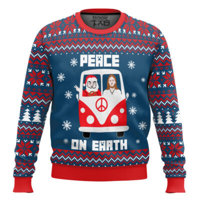 Hooktab Peace On Earth Ugly Christmas Sweater