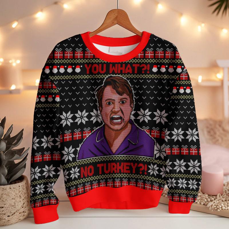 Hooktab Peep Show No Turkey Meme Ugly Christmas Sweater Hooktab Peep Show No Turkey Meme Ugly Christmas Sweater