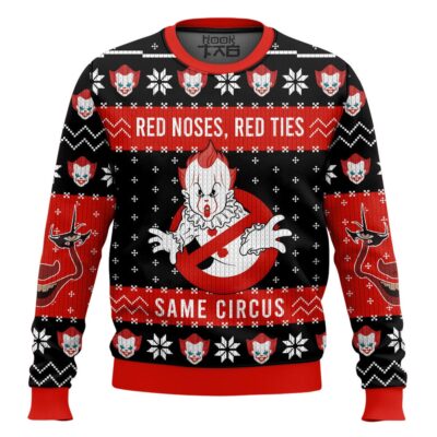 Hooktab Pennywise Red Noses Red Ties It Ugly Christmas Sweater