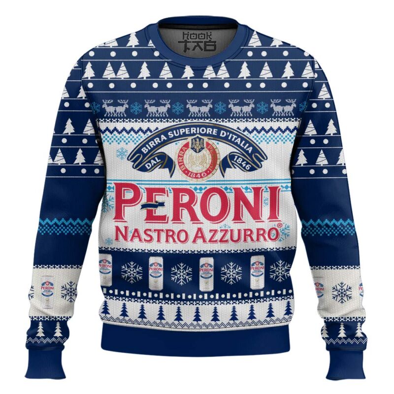 Hooktab Peroni Nastro Azzurro Ugly Christmas Sweater