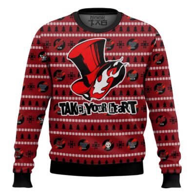 Hooktab Persona 5 Take Your Heart Ugly Christmas Sweater