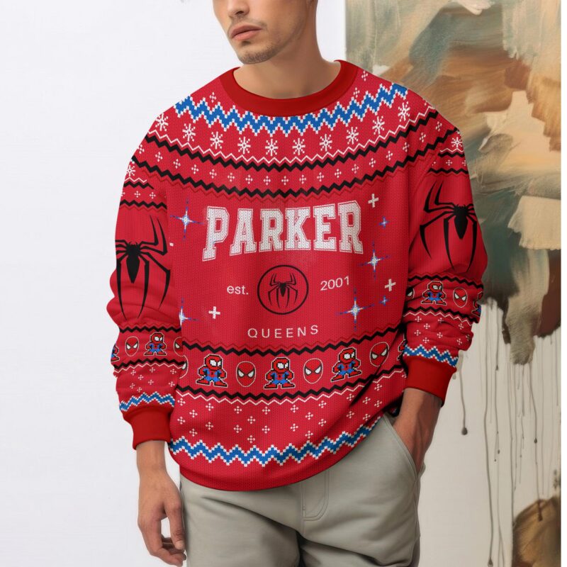 Hooktab Peter Parker Spiderman Ugly Christmas Sweater Hooktab Peter Parker Spiderman Ugly Christmas Sweater