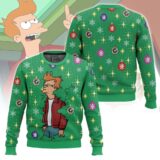 Hooktab Philip J. Fry Emerging From The Bush Futurama Ugly Christmas Sweater