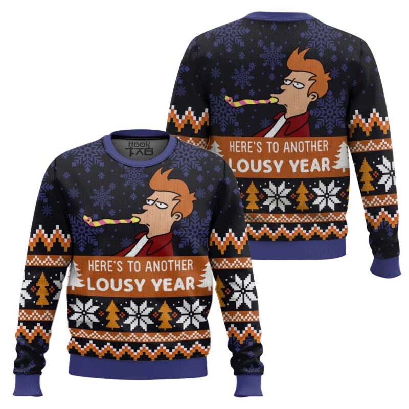 Hooktab Philip J. Fry Lousy Year Futurama Ugly Christmas Sweater Hooktab Philip J. Fry Lousy Year Futurama Ugly Christmas Sweater