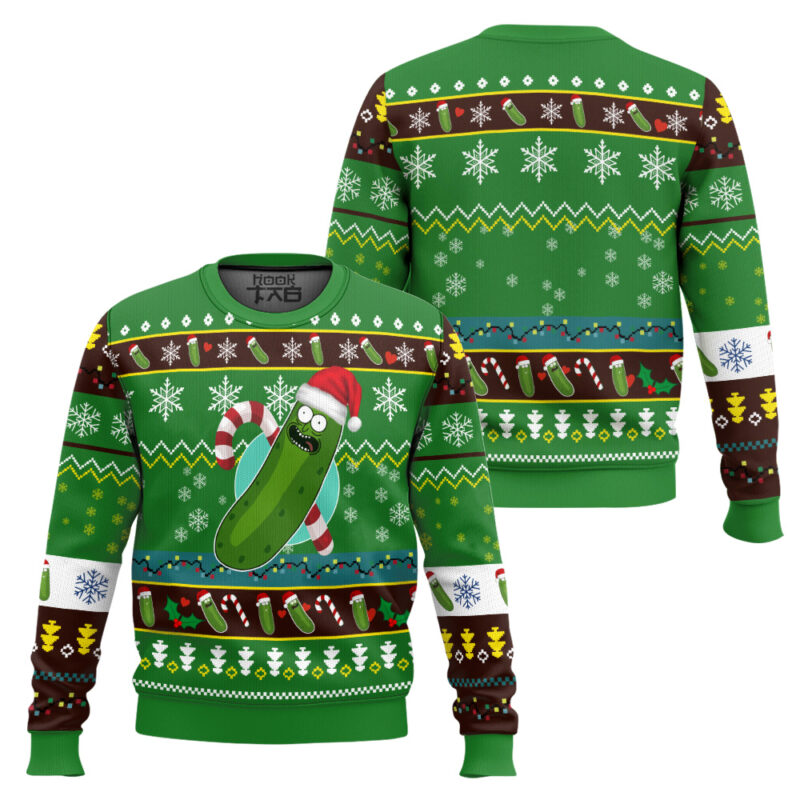 Hooktab Pickle Rickmas Rick And Morty Ugly Christmas Sweater Hooktab Pickle Rickmas Rick And Morty Ugly Christmas Sweater