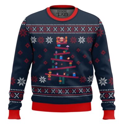 Hooktab Pine Tree Donkey Kong Ugly Christmas Sweater