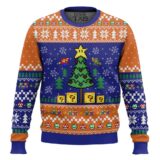 Hooktab Pine Tree Mario Bros Ugly Christmas Sweater