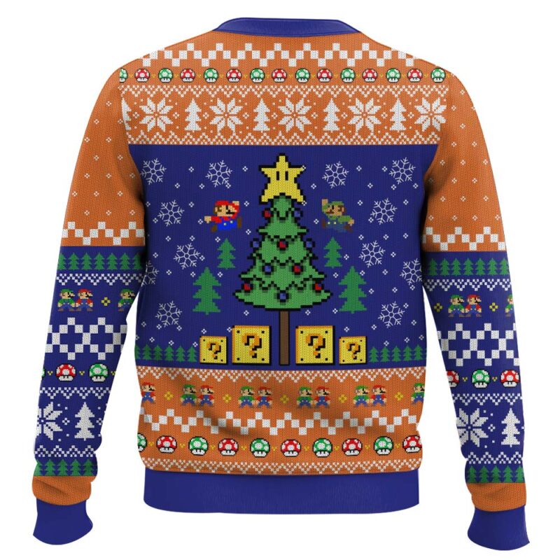 Hooktab Pine Tree Mario Bros Ugly Christmas Sweater Hooktab Pine Tree Mario Bros Ugly Christmas Sweater